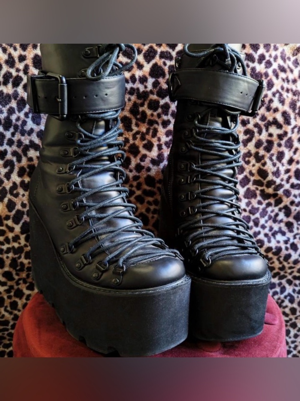 Women's Black Platform Lace-Up Combat Boots Dolls Kill Traitor Boots
